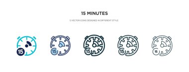 15 minutes icon in different style vector illustration. two colo clipart
