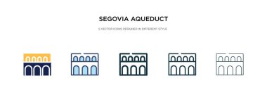 segovia aqueduct simgesi farklı stil vektör illüstrasyonunda. Tw