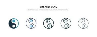 Yin ve yang ikonu farklı bir stil vektör illüstrasyonunda. iki ortak