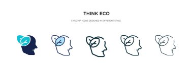 Farklı stil vektör illüstrasyonunda eko ikonu düşünün. iki renk