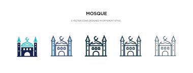 Farklı biçim vektör illüstrasyonunda cami simgesi. iki renkli 