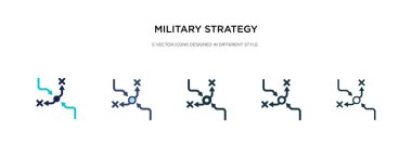 Farklı biçim vektörü illüstrasyonunda askeri strateji grafik simgesi