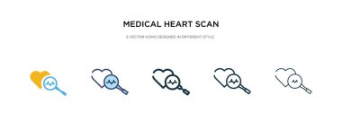 tıbbi kalp tarama simgesi farklı biçim vektör ilülasyonu. 