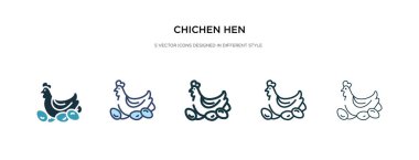 Chichen hen hen simgesi farklı stil vektör illüstrasyonunda. iki kol