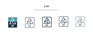Farklı biçim vektör illüstrasyonunda 5 pp simgesi. iki renkli...