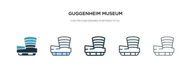 Guggenheim Müzesi ikonu farklı bir stil vektör illüstrasyonunda. t