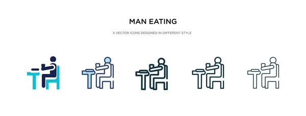 Hombre comiendo icono en la ilustración de vectores de estilo diferente. dos colo — Vector de stock