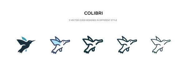 Icono de colibri en la ilustración de vectores de estilo diferente. dos colores — Vector de stock