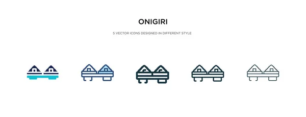 Icono onigiri en la ilustración de vectores de estilo diferente. dos colores — Vector de stock