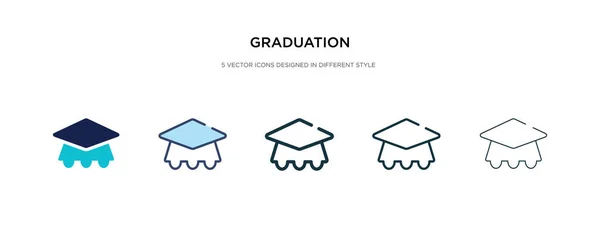 Icono de graduación en la ilustración de vectores de estilo diferente. dos colo — Vector de stock