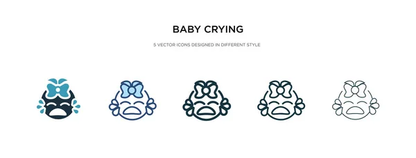 Bebé llorando icono en la ilustración de vectores de estilo diferente. dos col — Vector de stock