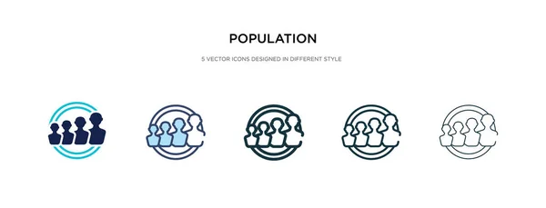 Icono de población en la ilustración de vectores de estilo diferente. dos colo — Vector de stock