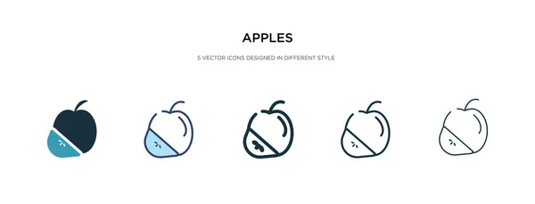 Icono de manzanas en la ilustración de vectores de estilo diferente. dos colores — Vector de stock