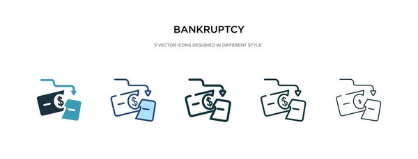 Konkurs-Symbol in verschiedenen Stilvektorillustrationen. Zwei Doppelfächer — Stockvektor