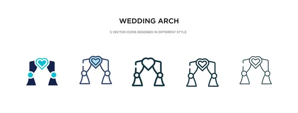 Icono del arco de la boda en la ilustración de vectores de estilo diferente. dos co — Vector de stock