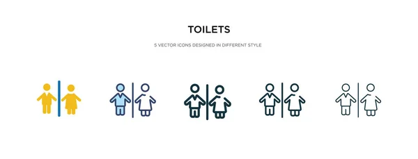 Icône de toilettes dans l'illustration vectorielle de style différent. deux couleurs — Image vectorielle