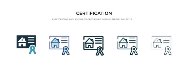 Ícone de certificação em ilustração vetorial de estilo diferente. dois c —  Vetores de Stock