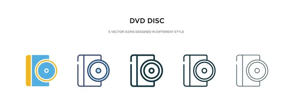 Dvd icono de disco en la ilustración de vectores de estilo diferente. dos colores — Vector de stock