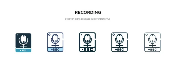 Icono de grabación en la ilustración de vectores de estilo diferente. dos colores — Vector de stock