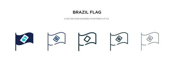 Icono de la bandera de Brasil en la ilustración de vectores de estilo diferente. dos col — Vector de stock
