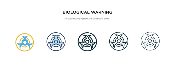 Icono de advertencia biológica en la ilustración de vectores de estilo diferente . — Vector de stock