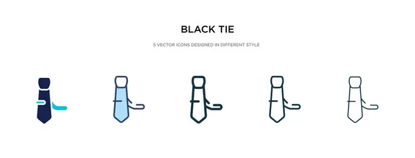 Schwarzes Krawattensymbol in verschiedenen Stilvektorgrafiken. zweifarbig — Stockvektor