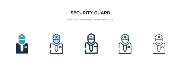 Icono de guardia de seguridad en la ilustración de vectores de estilo diferente. Dos. — Vector de stock