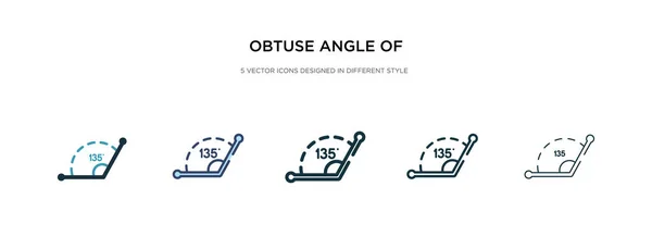 Ángulo obtuso de 135 grados icono en el illus vectorial de estilo diferente — Vector de stock