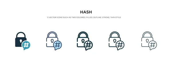 Icono hash en la ilustración de vectores de diferentes estilos. dos de color un — Vector de stock