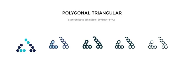 Icono de reciclaje triangular poligonal en illu vector de estilo diferente — Vector de stock