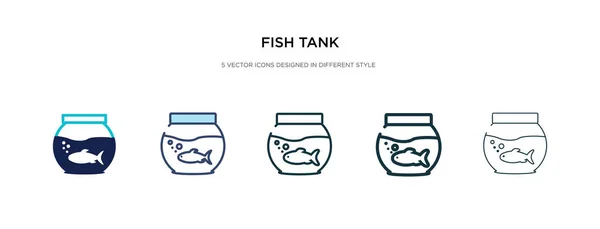 Ícone tanque de peixe em ilustração vetor de estilo diferente. duas cores — Vetor de Stock