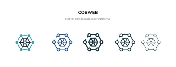 Icono cobweb en la ilustración de vectores de estilo diferente. dos colores — Vector de stock
