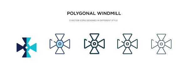 Icono del molino de viento poligonal en la ilustración de vectores de estilo diferente . — Vector de stock