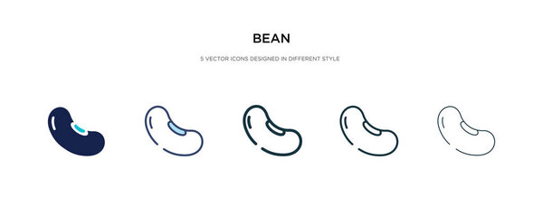 bean icon in different style vector illustration. two colored an