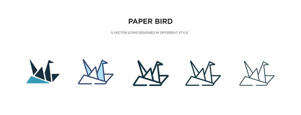 paper bird icon in different style vector illustration. two colo