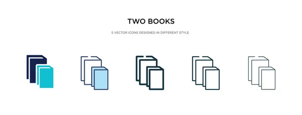 Dos libros icono en la ilustración de vectores de estilo diferente. dos colores — Vector de stock