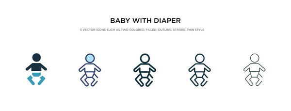 baby with diaper icon in different style vector illustration. tw