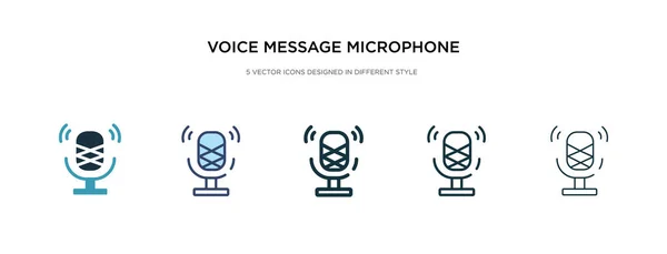 Mensaje de voz icono del botón del micrófono en el vector de estilo diferente i — Vector de stock