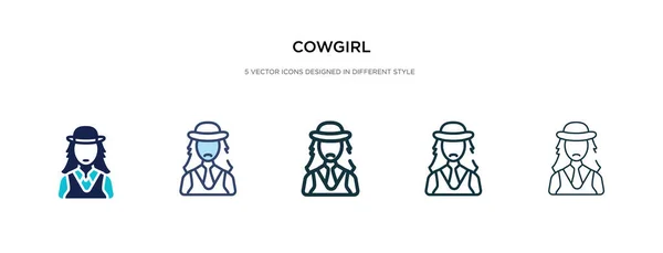 Icono de vaquera en la ilustración de vectores de estilo diferente. dos colores — Vector de stock