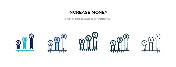 Verhoging van het geld pictogram in verschillende stijl vector illustratie. twee — Stockvector