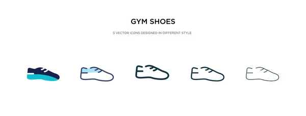 Icono de zapatos de gimnasio en la ilustración de vectores de estilo diferente. dos colores — Vector de stock