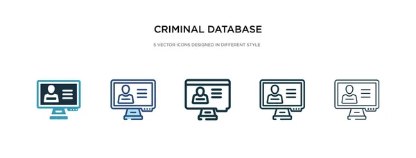 Εγκληματικό εικονίδιο βάσης δεδομένων σε διαφορετικό στυλ διανυσματική απεικόνιση. t — Διανυσματικό Αρχείο