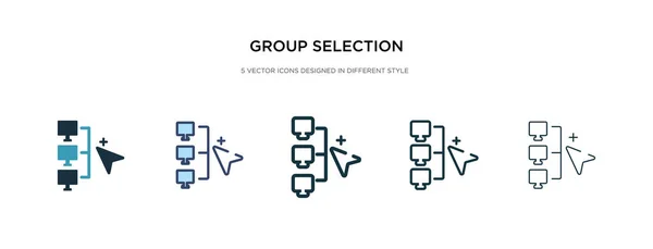 Gruppenauswahlsymbol in verschiedenen Stilvektorgrafiken. zwei — Stockvektor