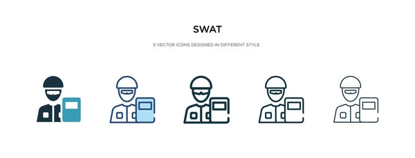 Icône swat dans l'illustration vectorielle de style différent. deux colorés un — Image vectorielle