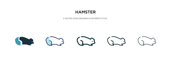 Icono de hámster en la ilustración de vectores de estilo diferente. dos colores — Vector de stock