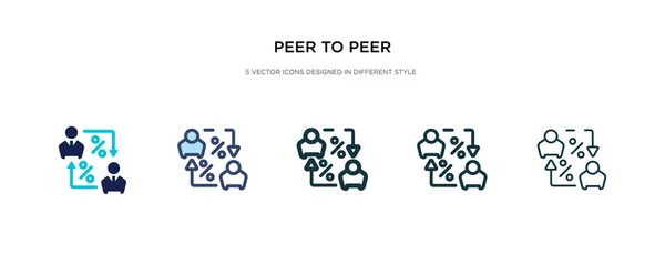 Peer ke ikon peer dalam gaya gambar vektor yang berbeda. dua co - Stok Vektor