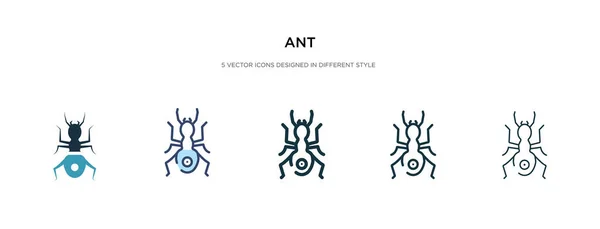 Ant icono en la ilustración de vectores de estilo diferente. dos colores y — Vector de stock