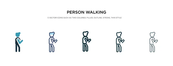 Persona che cammina icona in stile diverso vettoriale illustrazione. Due. — Vettoriale Stock