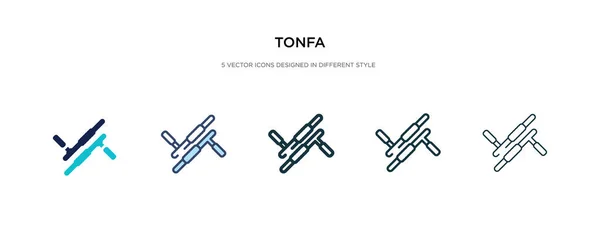 Icono de tonfa en la ilustración de vectores de estilo diferente. dos colores a — Vector de stock