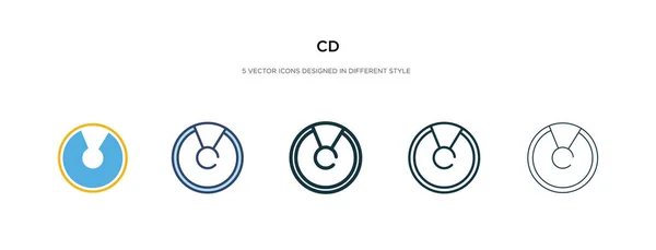 Icono de CD en la ilustración de vectores de estilo diferente. dos colores y — Vector de stock